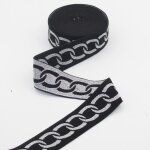 Elastique noir argent reversible maille chane 40 mm - mondial tissus