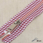 Fermeture  glissire rouge vichy 20 cm - mondial tissus