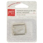 Fermoir boucle de sac en m�tal 25 mm argent x1 - mt - mondial tissus