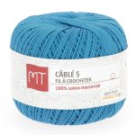 Fil  crocheter n5 bleu carabes - mt - mondial tissus