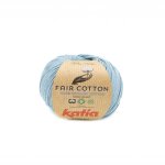 Pelote de fil  tricoter bio fair cotton bleu gris - katia - katia - mondial tissus