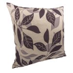Housse de coussin beige feuilles - mt - mondial tissus