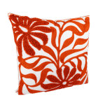 Housse de coussin brode fleurs rouge 40x40cm - mt - mondial tissus