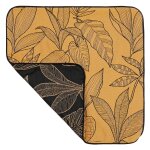 Housse de coussin jacquard keralta imprim plante double face ocre et noir 40x40 cm - fils upcycls - ...