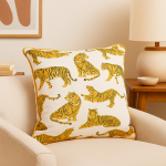 Housse de coussin tigre jaune 40x40cm - mt - mondial tissus