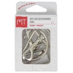Kit accessoires sac 5 pi�ces argent 38mm - mt - mondial tissus
