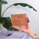Kit  coudre cash me mini portefeuille en cuir camel - feye - feye - mondial tissus