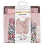 Kit couture premier repas - 1 bavoir et 2 lingettes rose - com'1 ide - mondial tissus
