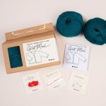 Kit diy tricot - boxe layette gilet mael emeraude sans aiguilles - tricotez - moi - mondial tissus