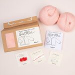 Kit diy tricot - boxe layette gilet mael rose sans aiguilles - tricotez - moi - mondial tissus