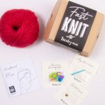 Kit diy tricot - fast knit head - band musa rouge sans aiguille - tricotez - moi - mondial tissus