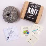 Kit diy tricot - fast knit headband clusia gris sans aiguilles - tricotez - moi - mondial tissus