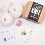 Kit diy tricot - fast knit snood pipper blanc rose sans aiguilles - tricotez - moi - mondial tissus