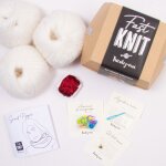 Kit diy tricot - fast knit snood pipper blanc rouge sans aiguilles - tricotez - moi - mondial tissus
