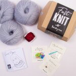 Kit diy tricot - fast knit snood pipper bleu glacier rouge sans aiguilles - tricotez - moi - mondial ...