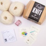 Kit diy tricot - fast knit snood pipper naturel rose sans aiguilles - tricotez - moi - mondial tissus ...