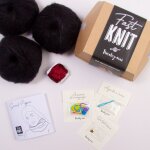 Kit diy tricot - fast knit snood pipper noir rouge sans aiguilles - tricotez - moi - mondial tissus