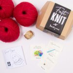 Kit diy tricot - fast knit snood pipper rouge or sans aiguilles - tricotez - moi - mondial tissus