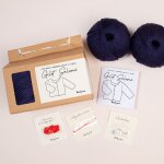 Kit diy tricot - layette gilet salom� bleu marine sans aiguilles - tricotez - moi - mondial tissus