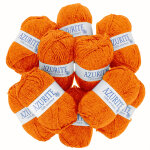 Lot de 10 pelotes de fil  tricoter azurite 50g 100% acrylique - col. 0007 orange vif - mondial tissus ...