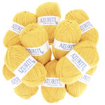 Lot de 10 pelotes de fil � tricoter azurite 50g 100% acrylique - col. 0030 jaune p�le - mondial tissus ...
