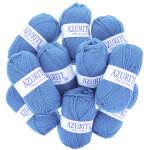 Lot de 10 pelotes de fil  tricoter azurite 50g 100% acrylique - col. 0151 bleu ciel - mondial tissus ...