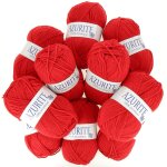 Lot de 10 pelotes de fil  tricoter azurite 50g 100% acrylique - col. 0156 rouge - mondial tissus