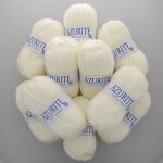 Lot de 10 pelotes de fil  tricoter azurite 50g 100% acrylique - col. 0211 ecru - mondial tissus
