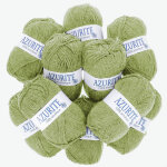 Lot de 10 pelotes de fil  tricoter azurite 50g 100% acrylique - col. 0249 vert amande - mondial tissus ...