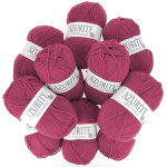 Lot de 10 pelotes de fil  tricoter azurite 50g 100% acrylique - col. 0283 fuchsia - mondial tissus