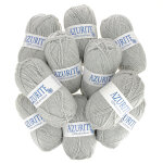 Lot de 10 pelotes de fil  tricoter azurite 50g 100% acrylique - col. 0579 gris clair - mondial tissus ...