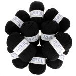 Lot de 10 pelotes de fil  tricoter azurite 50g 100% acrylique - col. 0585 noir - mondial tissus
