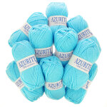 Lot de 10 pelotes de fil  tricoter azurite 50g 100% acrylique - col. 2635 bleu turquoise - mondial tissus ...
