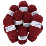 Lot de 10 pelotes de fil  tricoter azurite 50g 100% acrylique - col. 3025 rouge fonc - mondial tissus ...