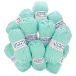 Lot de 10 pelotes de fil  tricoter azurite 50g 100% acrylique - col. 3033 menthe - mondial tissus