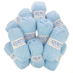 Lot de 10 pelotes de fil  tricoter azurite 50g 100% acrylique - col. 3036 bleu glacier - mondial tissus ...