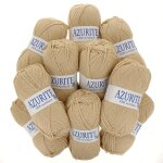Lot de 10 pelotes de fil  tricoter azurite 50g 100% acrylique - col. 3057 paille - mondial tissus