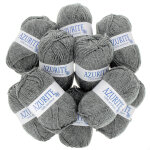 Lot de 10 pelotes de fil  tricoter azurite 50g 100% acrylique - col. 3074 gris moyen - mondial tissus ...