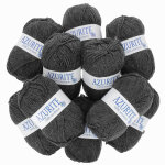 Lot de 10 pelotes de fil � tricoter azurite 50g 100% acrylique - col. 3077 gris anthracite - mondial ...
