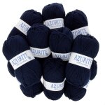 Lot de 10 pelotes de fil  tricoter azurite 50g 100% acrylique - col. 3090 bleu marine - mondial tissus ...