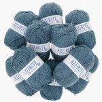 Lot de 10 pelotes de fil � tricoter azurite 50g 100% acrylique - col. 9702 bleu orage - mondial tissus ...