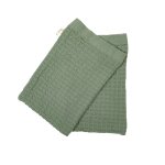 Lot de 2 gants de toilette nid d'abeille kaki 15x21 - mt - mondial tissus