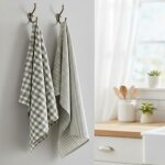 Lot de 2 torchons countryside vert d'eau - mt - mondial tissus