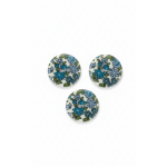 Lot de 3 boutons fleuris 25 mm �cru et bleu - frou frou - mondial tissus