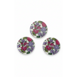 Lot de 3 boutons fleuris 25 mm �cru et bordeaux - frou frou - mondial tissus