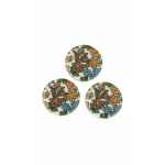 Lot de 3 boutons fleuris 25 mm �cru et marron - frou frou - mondial tissus