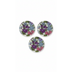 Lot de 3 boutons fleuris 25 mm �cru et violet - frou frou - mondial tissus