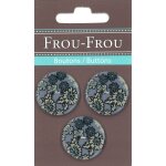 Lot de 3 boutons marguerites 25 mm bleu gris et vert canard - frou frou - mondial tissus