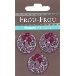 Lot de 3 boutons marguerites 25 mm mauve et bordeaux - frou frou - mondial tissus