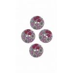 Lot de 3 boutons marguerites 25 mm mauve et bordeaux - frou frou - mondial tissus